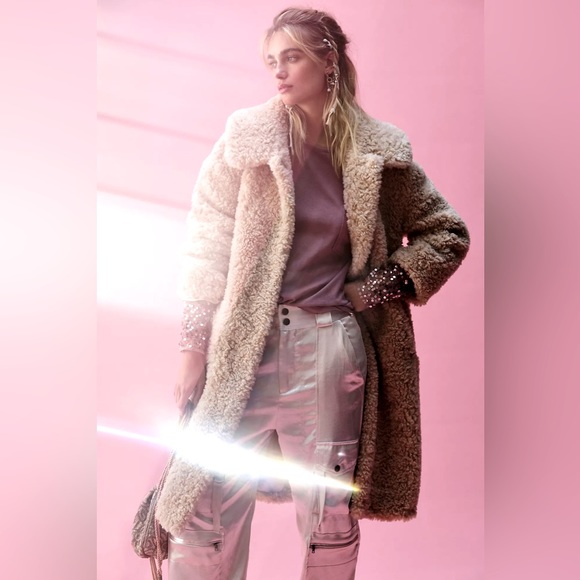 JAKKE Jackets & Blazers - JAKKE Katrina Free People Faux Fur Coat Biscuit Size 10 Mob Wife Aesthetic Belt